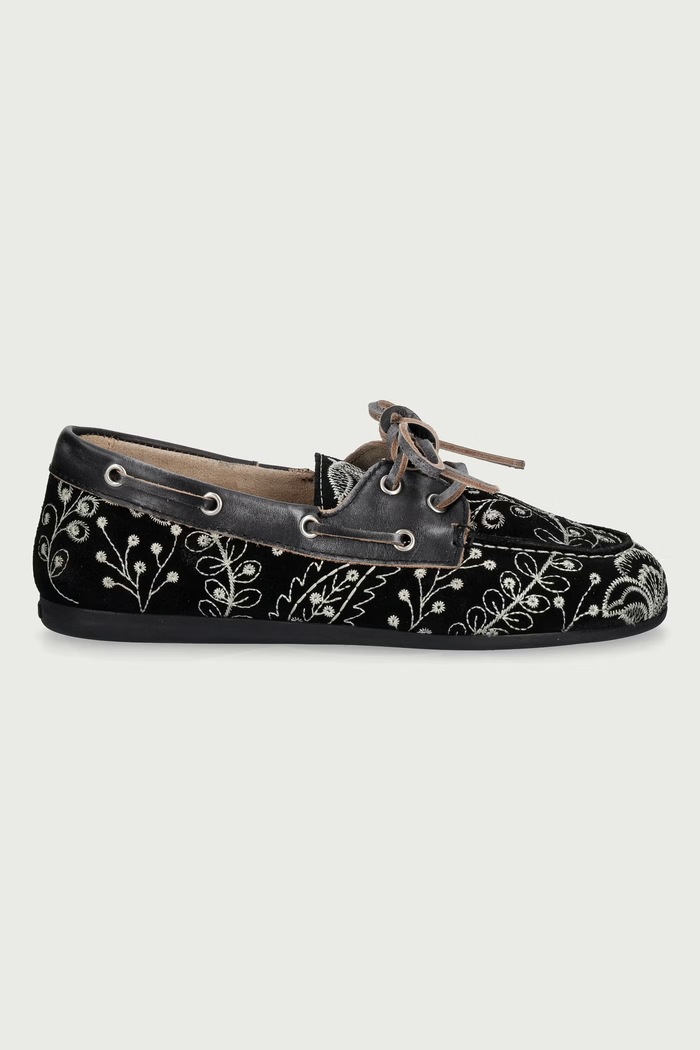 Posa Mokasinke za žene od brušene kože Boat Loafer Botanic PW279.600 crna AW26