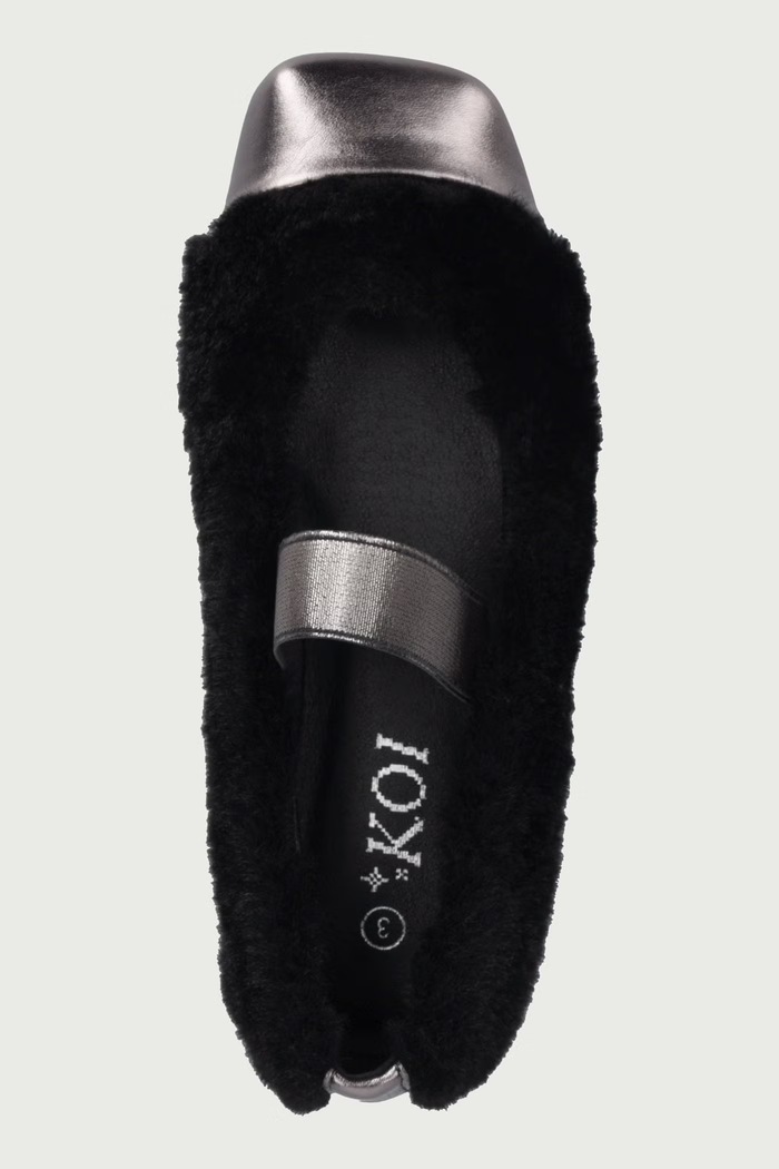 Baleriny MISTRAL FUR BALLET FLATS Koi Footwear MISTRAL.BLACK czarny