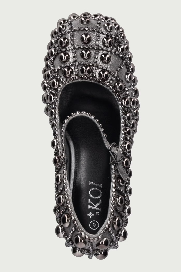 Czółenka Basset Hand Studded Platform Heel Grey Koi Footwear DBP109 szary