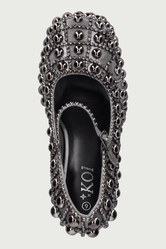 Czółenka Basset Hand Studded Platform Heel Grey Koi Footwear DBP109 szary