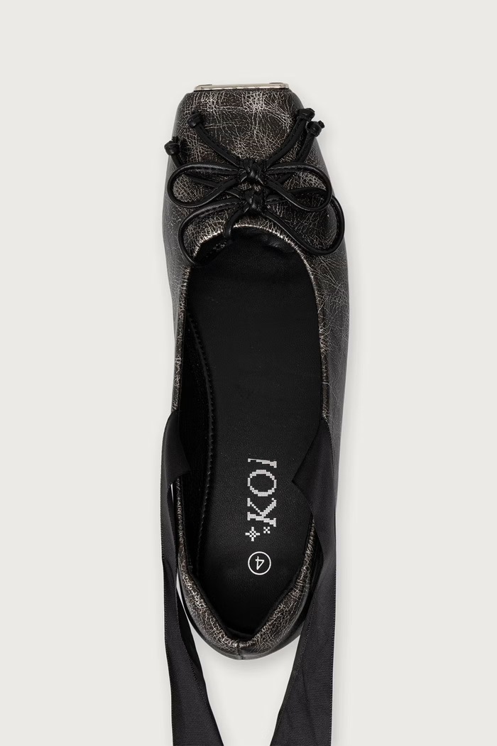 Baleriny BLITHE METAL TOE BALLET FLATS Koi Footwear BLITHE.Grey szary