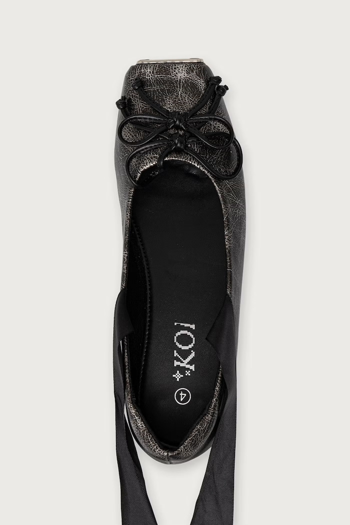 Baleriny BLITHE METAL TOE BALLET FLATS Koi Footwear BLITHE.Grey szary