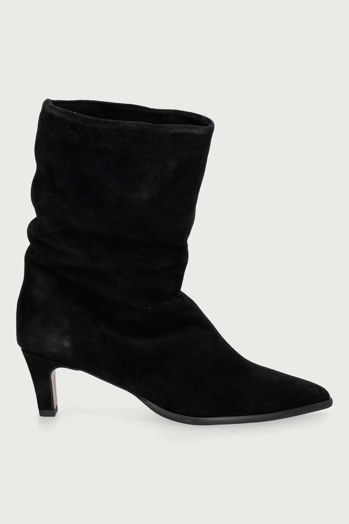 Jonak Botki na niskim obcasie damskie zamszowe PY CROUTE 4100099.H26 czarny AW26