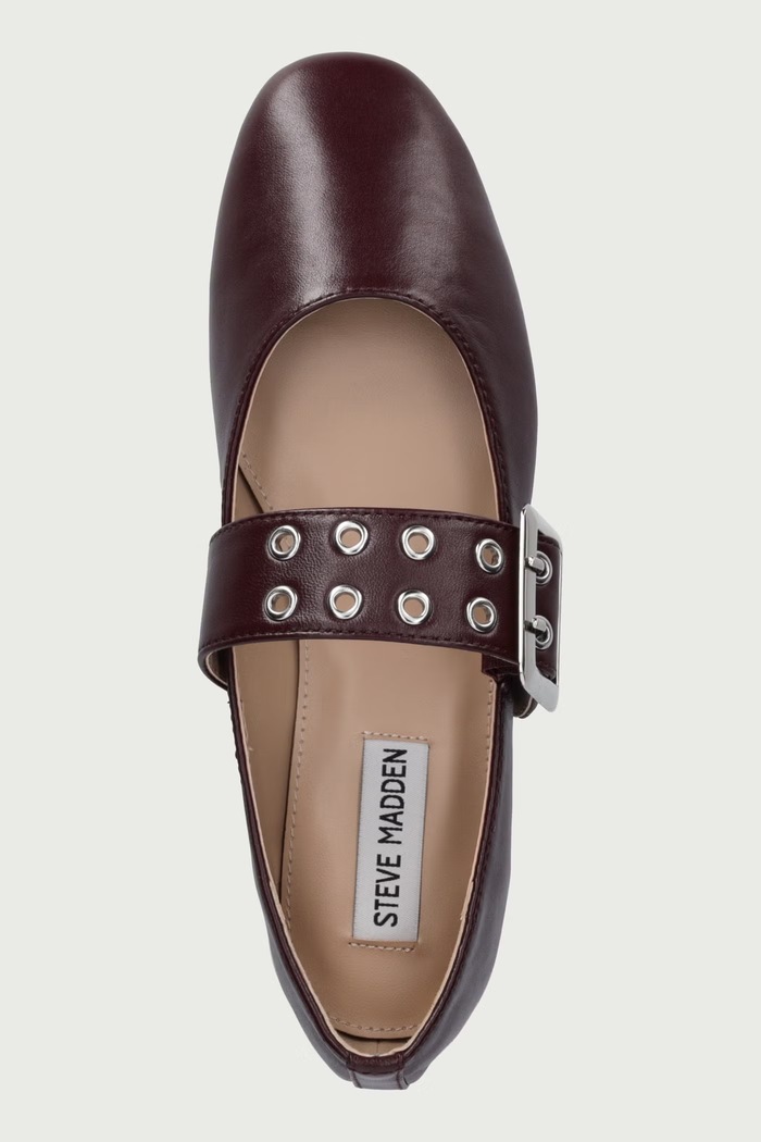 Baleriny skórzane Atlantica Steve Madden 11004770.CL4 bordowy