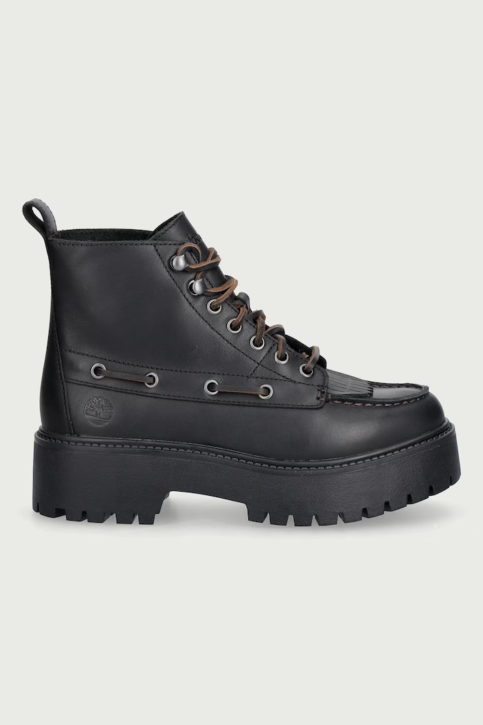 Timberland Stone Street Mid Lace trapery na platformie damskie skórzane TB0A27YZW021 czarny AW26