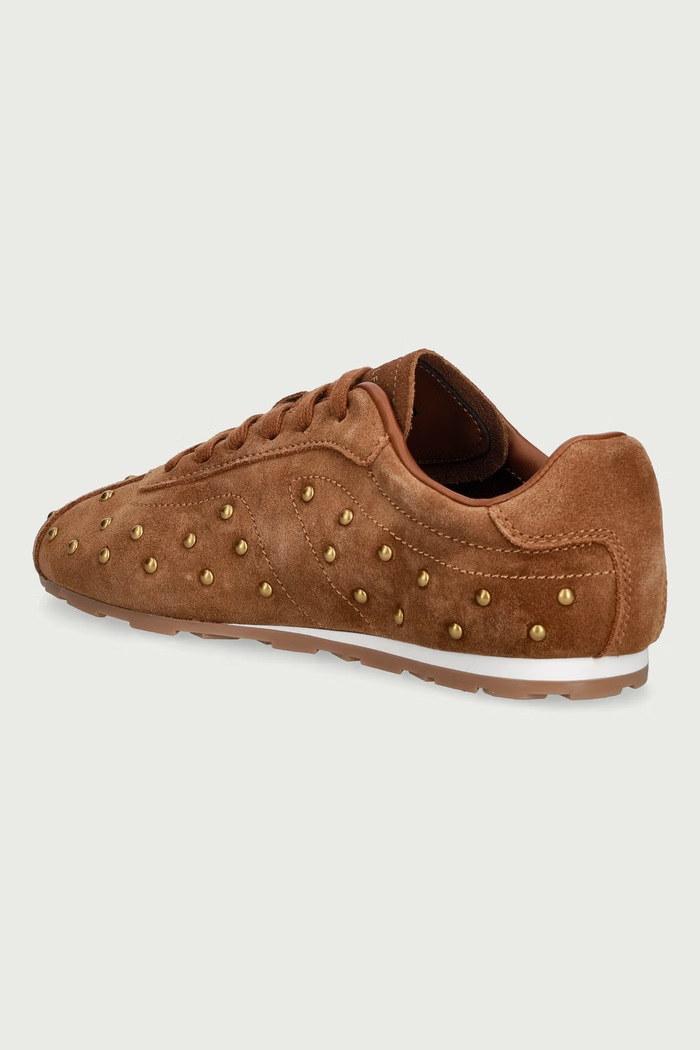 Obuwie Tommy Hilfiger TH BELLA LOW PROFILE STUDS sneakersy damskie zamszowe FW0FW09882 brązowy