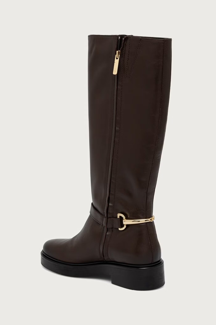 Obuwie Tommy Hilfiger Kozaki damskie skórzane TH STUD LEATHER KNEE FW0FW09608 brązowy