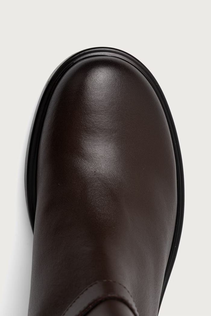 Kozaki damskie skórzane TH STUD LEATHER KNEE Tommy Hilfiger FW0FW09608 brązowy