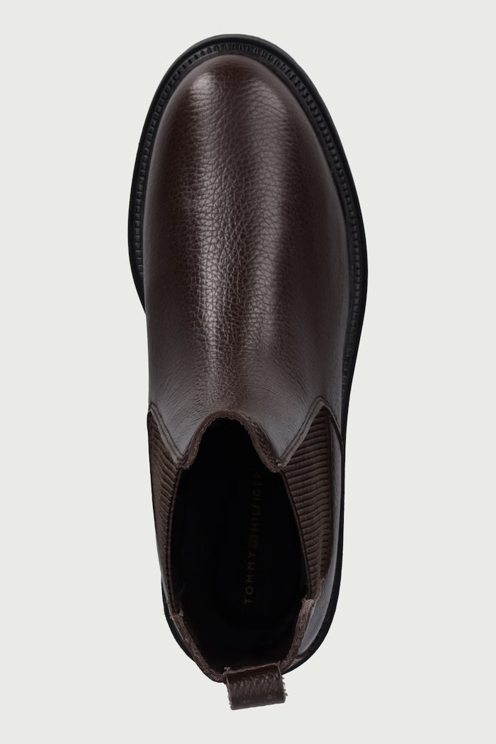 Sztyblety damskie skórzane TH EMBOSS GRAIN LEATHER CHELSEA Tommy Hilfiger FW0FW09559 brązowy