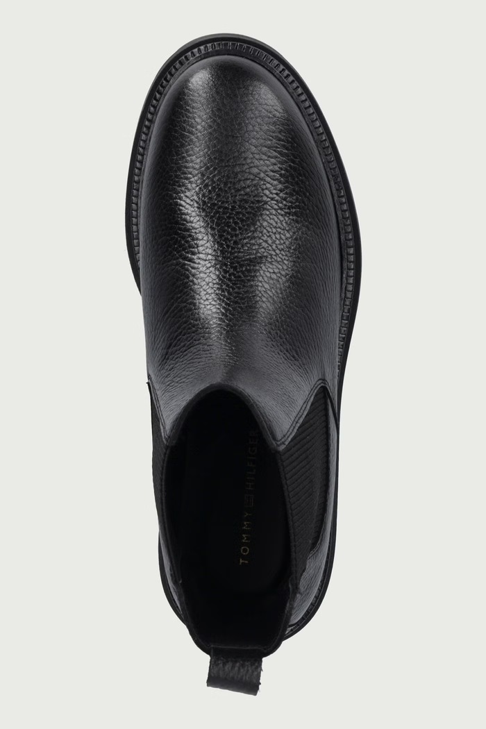 Sztyblety damskie skórzane TH EMBOSS GRAIN LEATHER CHELSEA Tommy Hilfiger FW0FW09559 czarny