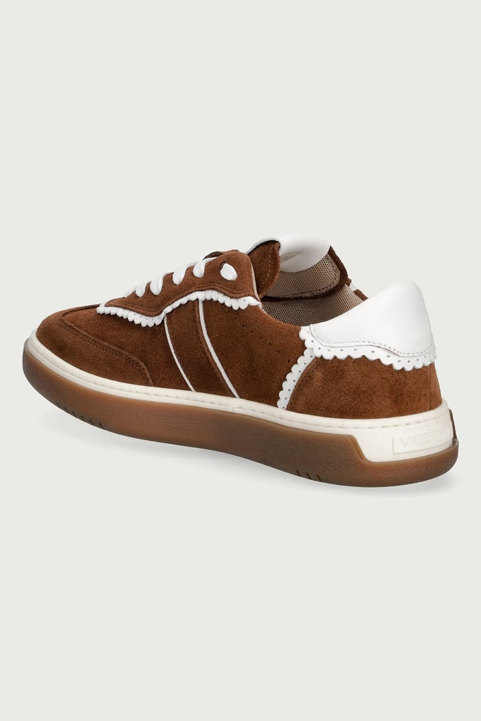 Obuwie Valentino GLOSSY MORO/OFF WHITE sneakersy damskie zamszowe 91G1901CAM.839 brązowy