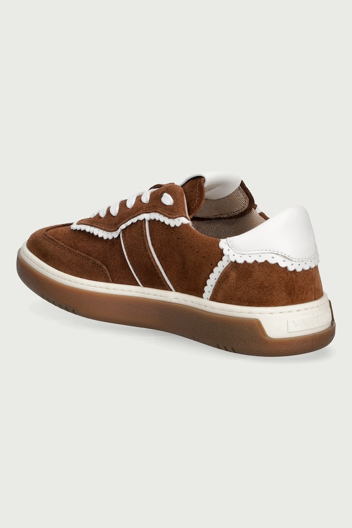 Obuwie Valentino GLOSSY MORO/OFF WHITE sneakersy damskie zamszowe 91G1901CAM.839 brązowy