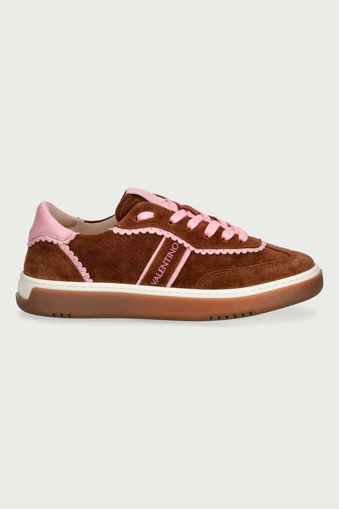 Valentino GLOSSY MORO/PINK sneakersy damskie zamszowe 91G1901CAM.093 brązowy AW26