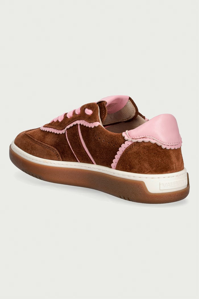Obuwie Valentino GLOSSY MORO/PINK sneakersy damskie zamszowe 91G1901CAM.093 brązowy