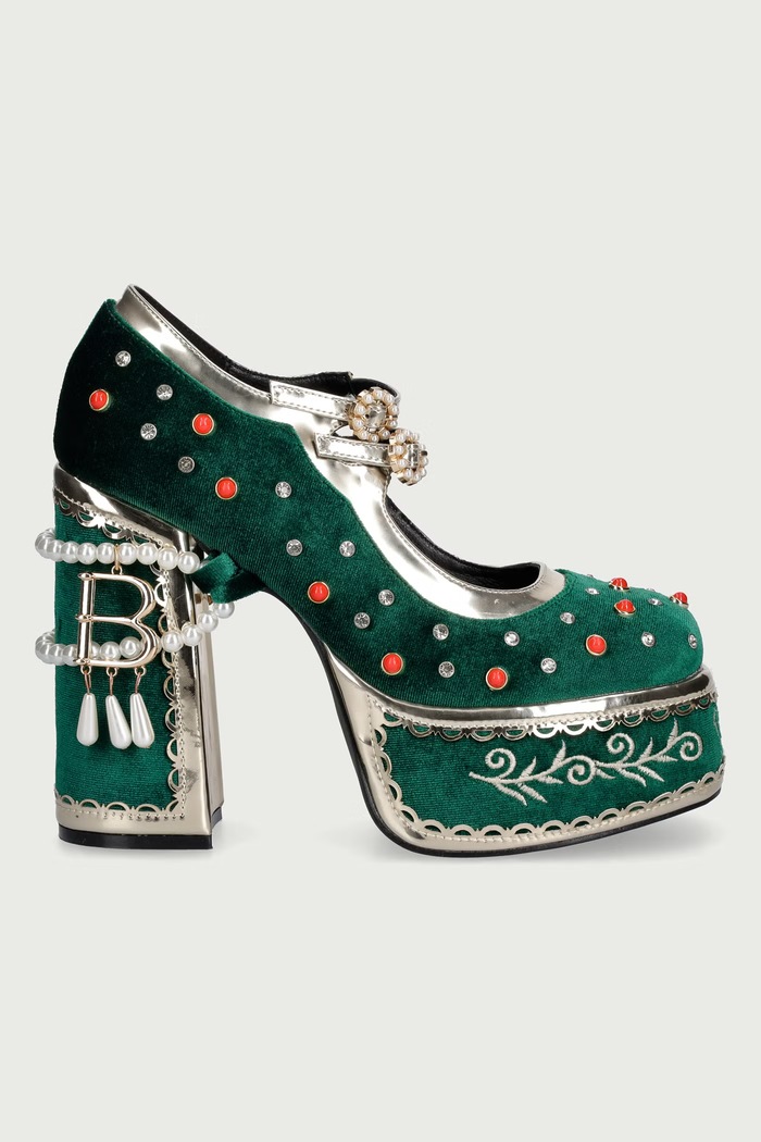 Koi Footwear Czółenka Boleyns Revenge Bejewelled DPK80.Boleyns.Green zielony AW26