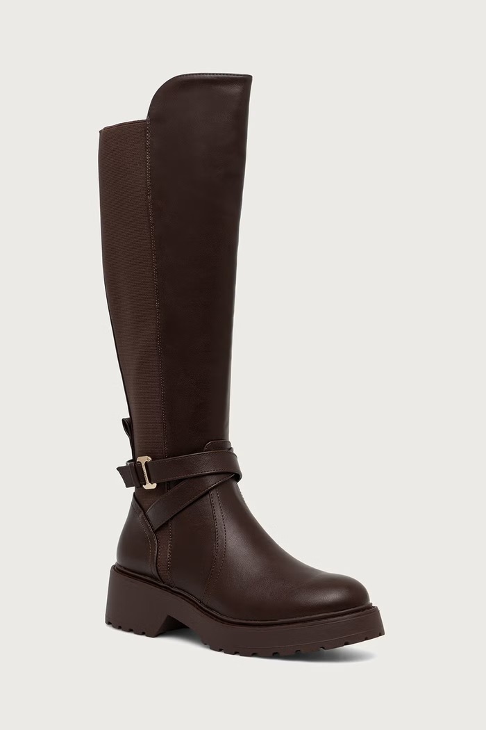 Steve Madden Kozaki na platformie damskie Caller brązowy 11004962.003