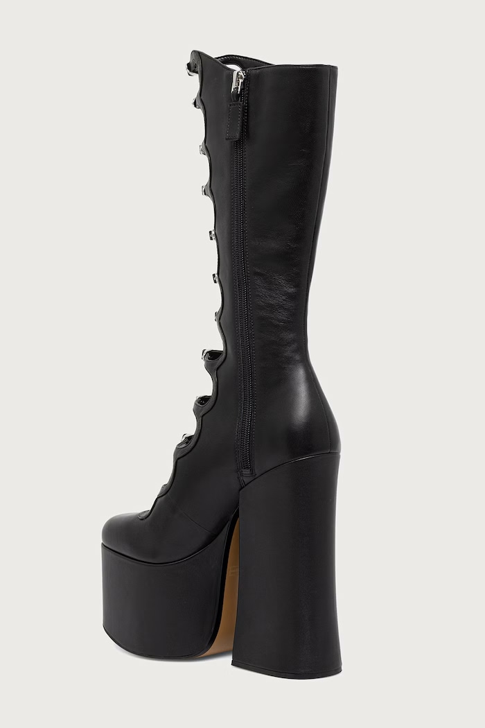 Obuwie MARC JACOBS Kozaki na słupku damskie skórzane THE KIKI KNEE HIGH BOOT 3F3FBO001F02.001 czarny