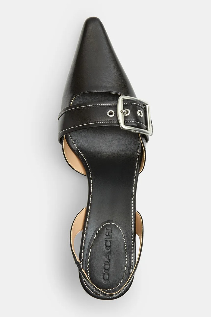 Szpilki skórzane Margot Slingback Coach CCV92.BLK czarny
