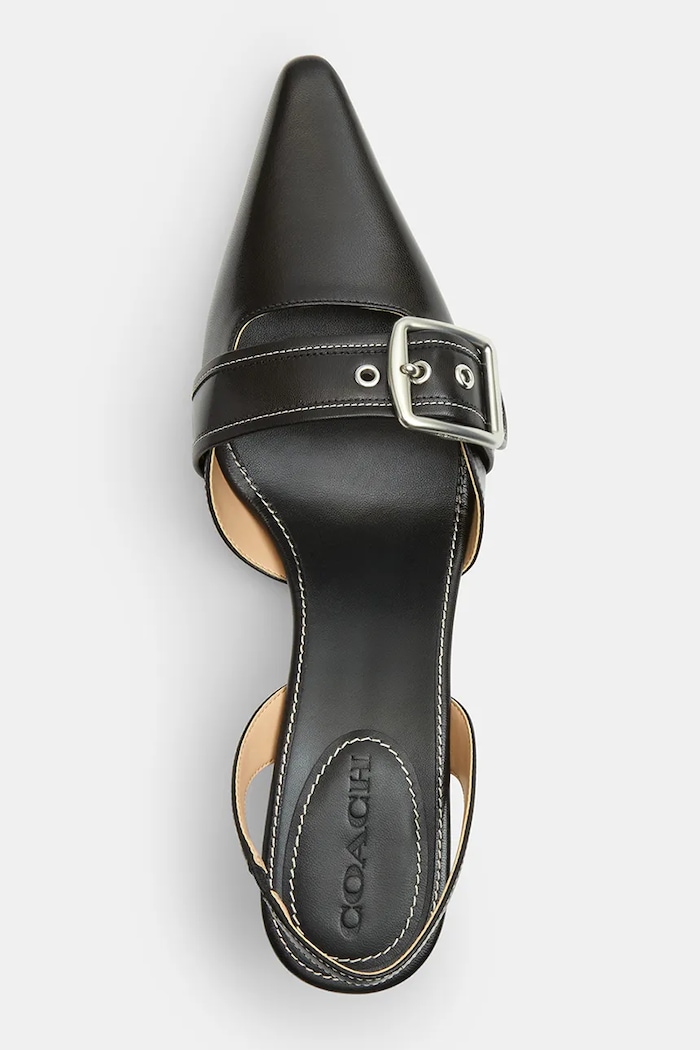 Szpilki skórzane Margot Slingback Coach CCV92.BLK czarny