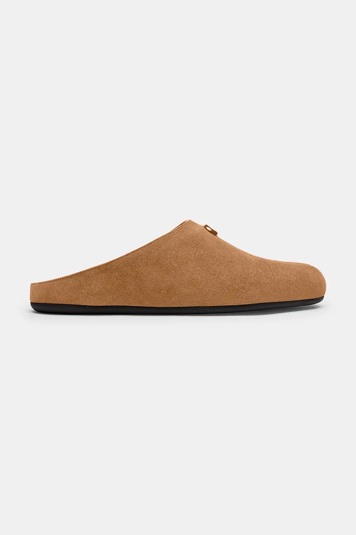 Coach Klapki mules damskie zamszowe Sculpted C Soft Mule beżowy CFU68.CG0