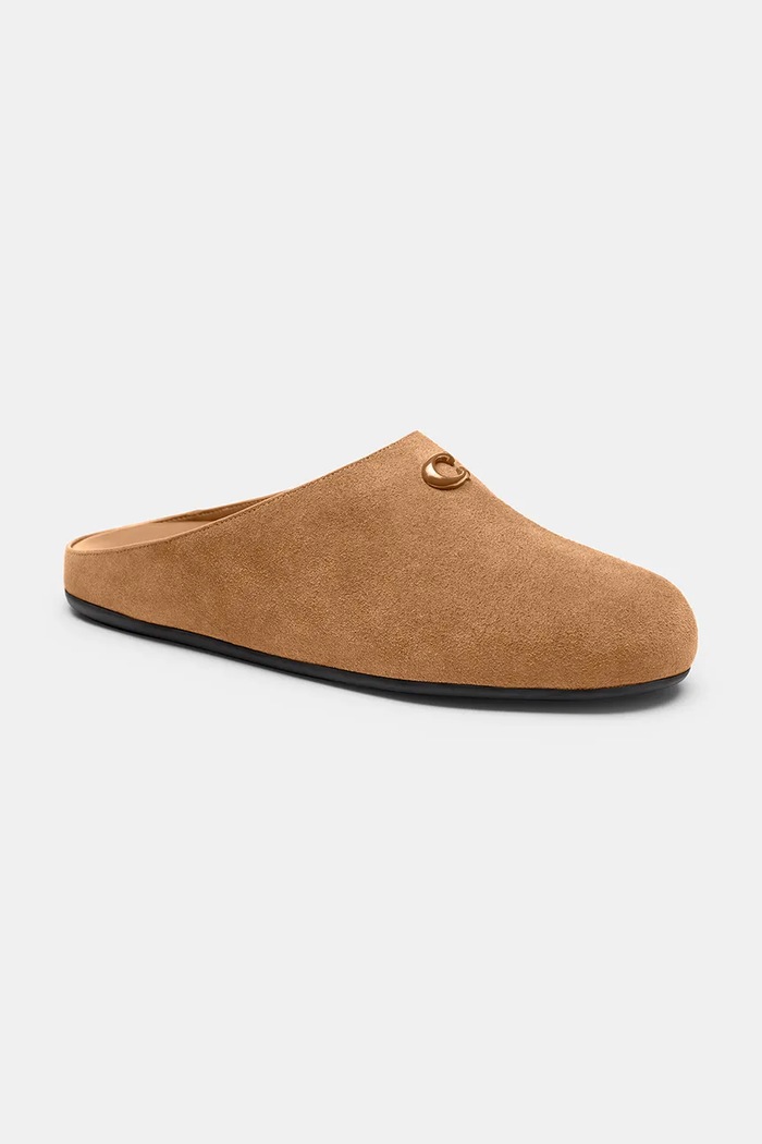 Coach Klapki mules damskie zamszowe Sculpted C Soft Mule CFU68.CG0 beżowy AW26