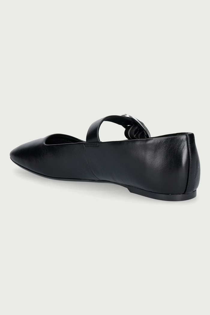 Obuwie Calvin Klein Baleriny skórzane SQUARED BALLERINA MJ LTH HDW HW0HW03037.0GJ czarny