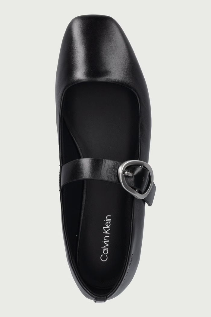 Baleriny skórzane SQUARED BALLERINA MJ LTH HDW Calvin Klein HW0HW03037.0GJ czarny