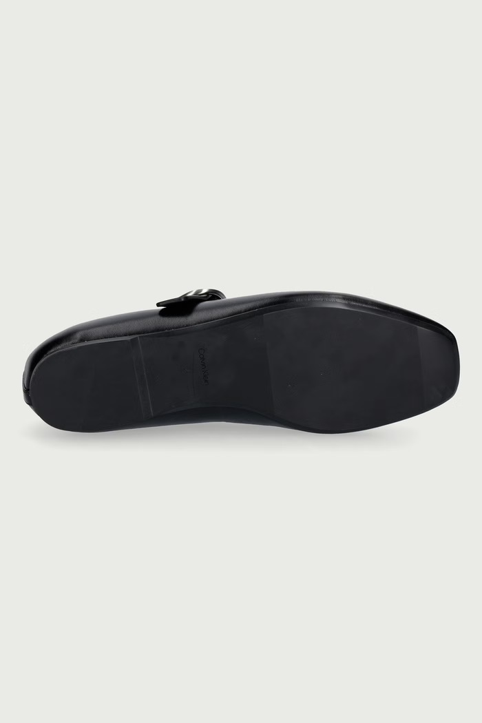 Baleriny skórzane SQUARED BALLERINA MJ LTH HDW Calvin Klein czarny HW0HW03037.0GJ