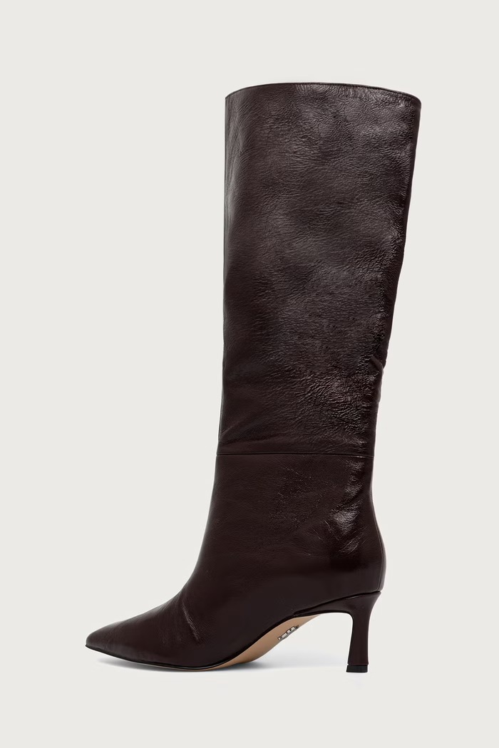Obuwie Steve Madden Kozaki na szpilce damskie skórzane Lavan 11003290.WC2 bordowy