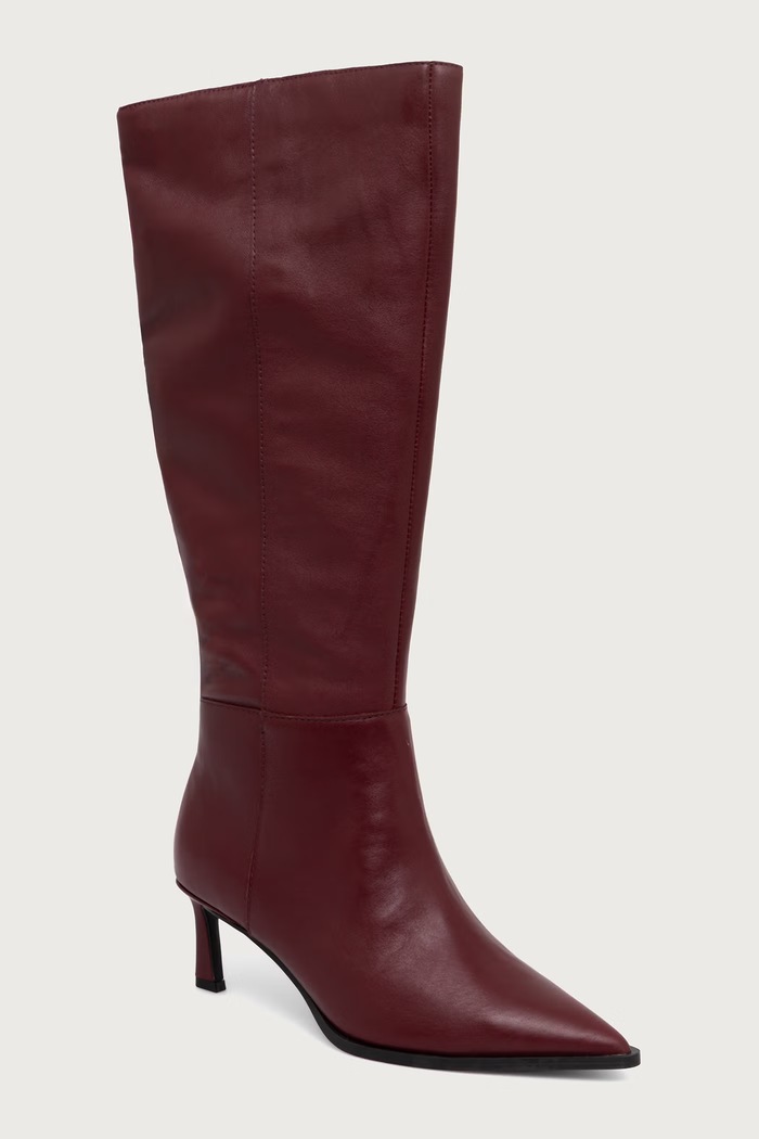 Steve Madden Kozačky nad kolena dámské kožené Lucid burgundské 11004848.622