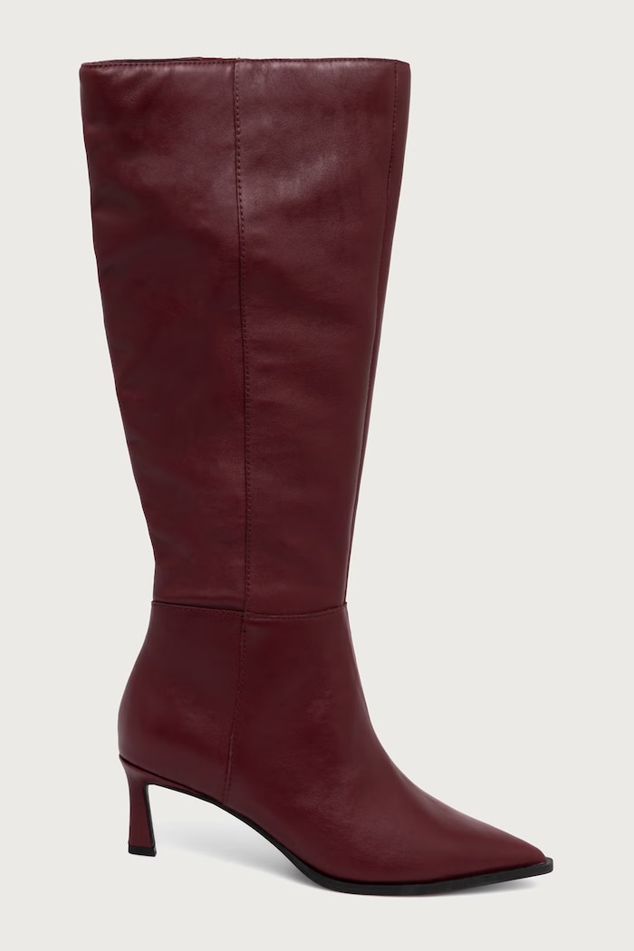 Steve Madden Kozačky nad kolena dámské kožené Lucid 11004848.622 burgundské AW26