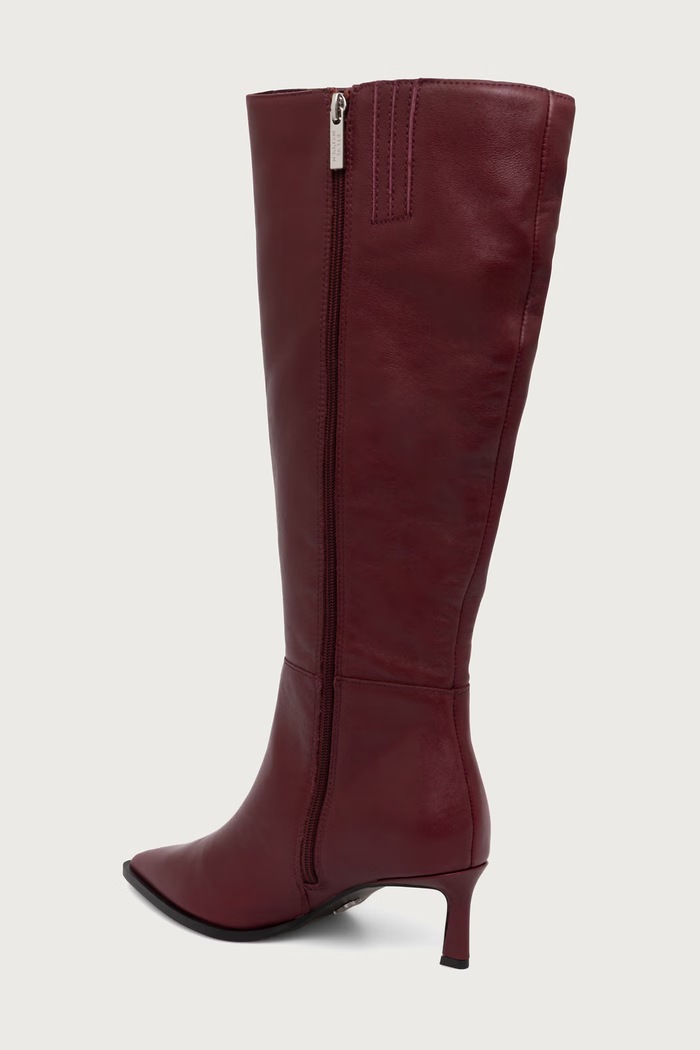 Boty Steve Madden Kozačky nad kolena dámské kožené Lucid 11004848.622 burgundské