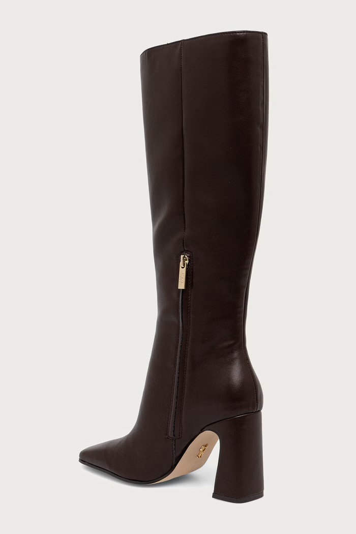Obutev Steve Madden Škornji ženski usnjeni Flares-H 11005768.003 rjava