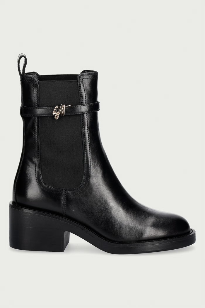 Steve Madden Botki na niskim obcasie damskie skórzane Charity-SM 11005782.017 czarny AW26