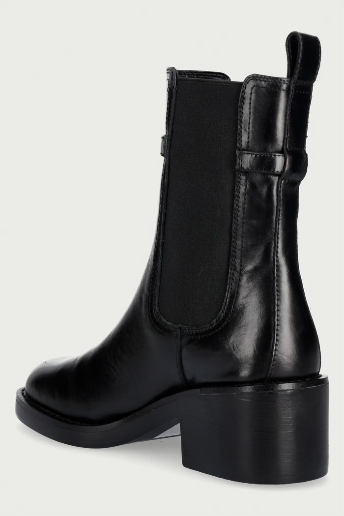 Obuwie Steve Madden Botki na niskim obcasie damskie skórzane Charity-SM 11005782.017 czarny