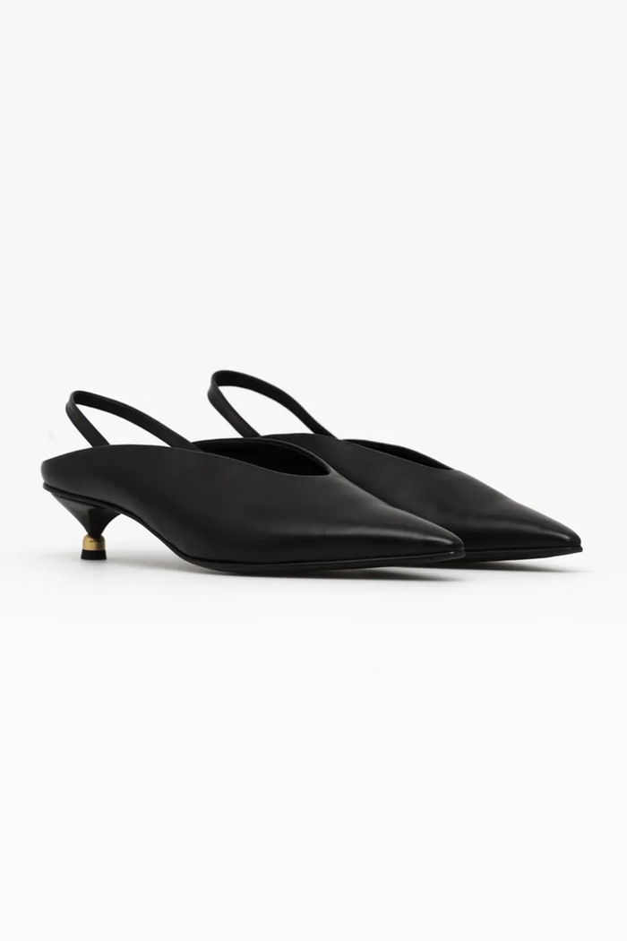 Vanda Novak Czółenka na niskim obcasie skórzane Molly Deep Black Molly.Deep.Black czarny AW26