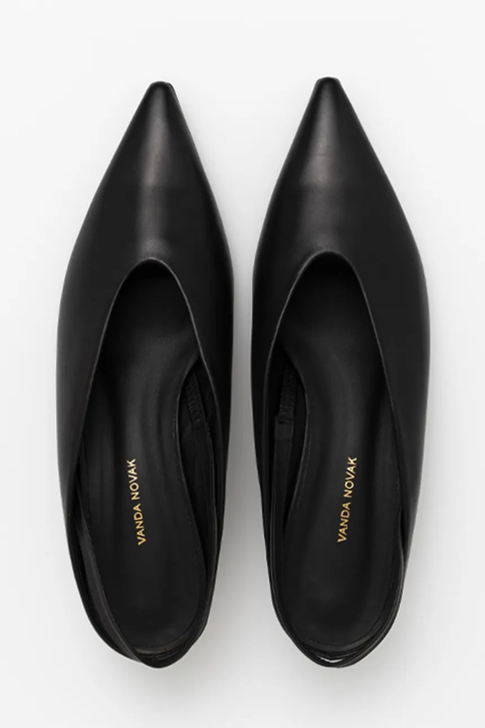 Czółenka na niskim obcasie skórzane Molly Deep Black Vanda Novak Molly.Deep.Black czarny