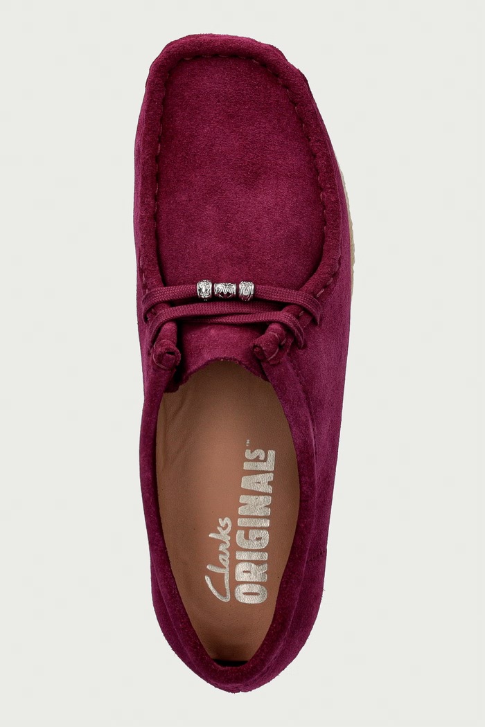 Wallabee mokasyny na platformie damskie zamszowe Clarks Originals 263280754 różowy
