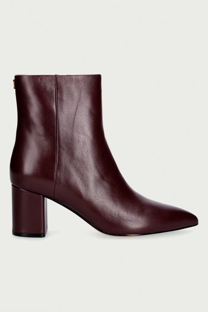 Twinset Botki na słupku damskie skórzane 262TGT056.00020 bordowy AW26