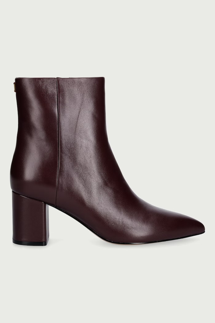 Twinset Botki na słupku damskie skórzane 262TGT056.00020 bordowy AW26