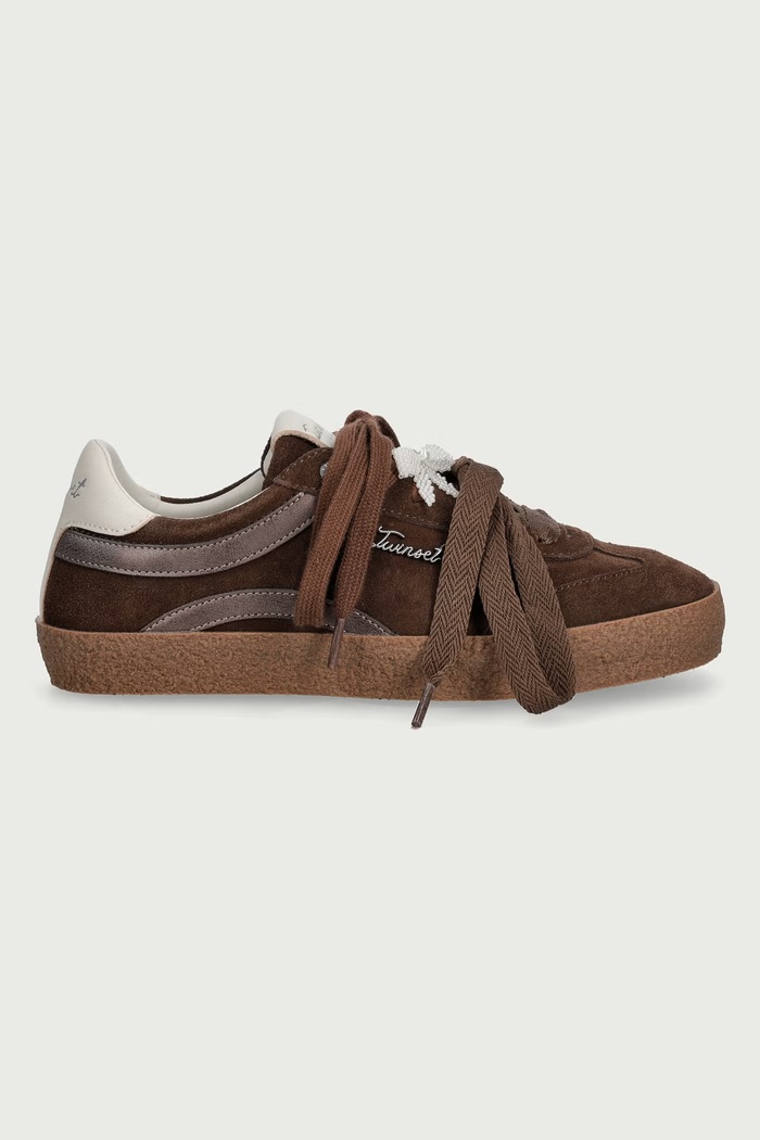 Twinset Sneakersy damskie skórzane 262TGT020.00203 brązowy AW26