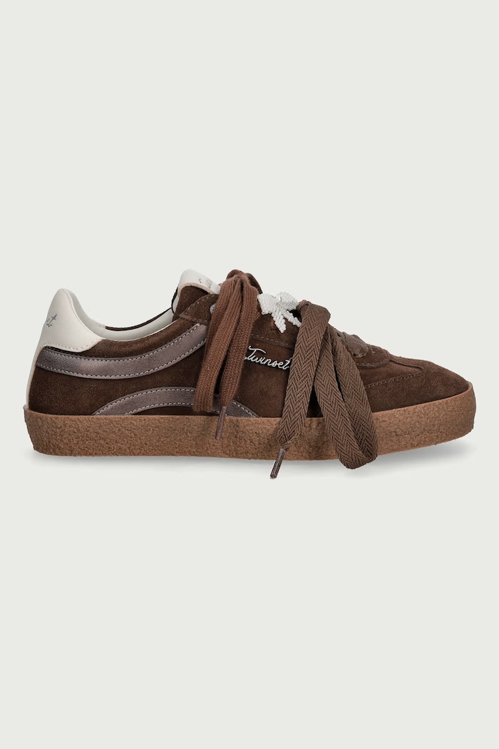 Twinset Sneakersy damskie skórzane 262TGT020.00203 brązowy AW26