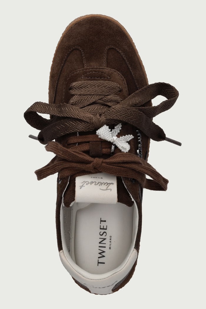 Sneakersy damskie skórzane Twinset 262TGT020.00203 brązowy
