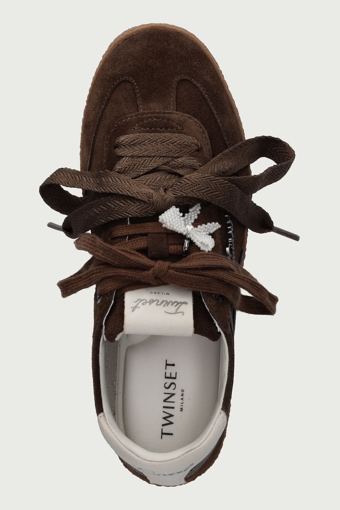 Sneakersy damskie skórzane Twinset 262TGT020.00203 brązowy