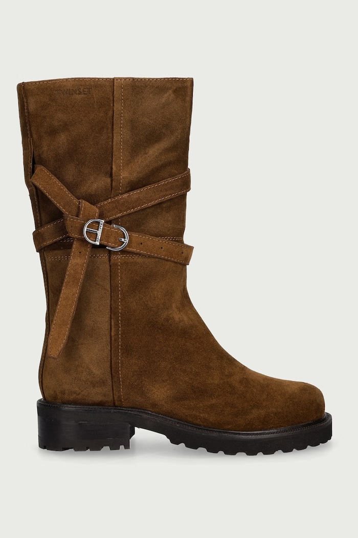 Twinset Botki damskie zamszowe 262TGT124.13126 brązowy AW26