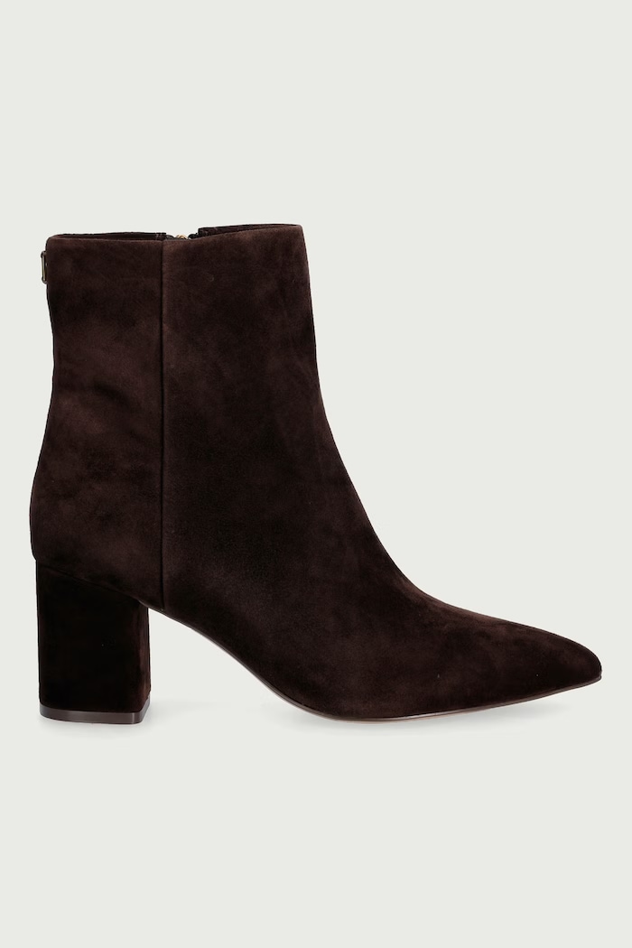 Twinset Členkové čižmy na podpätku dámske semišové 262TGT054.00203 hnedá AW26