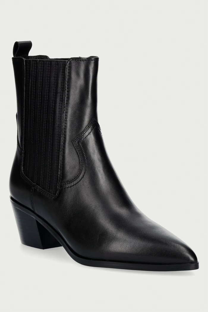 Twinset Botki damskie skórzane czarny 262TGT044.00006