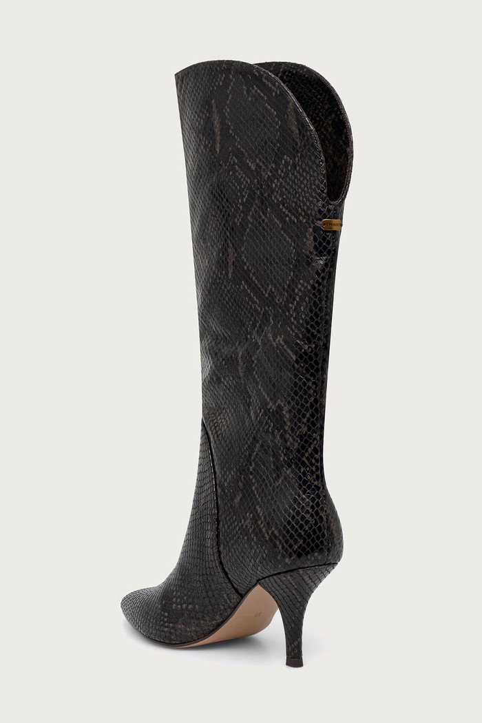 Obuwie Twinset Kozaki na szpilce damskie skórzane 262TGT074.14054 brązowy