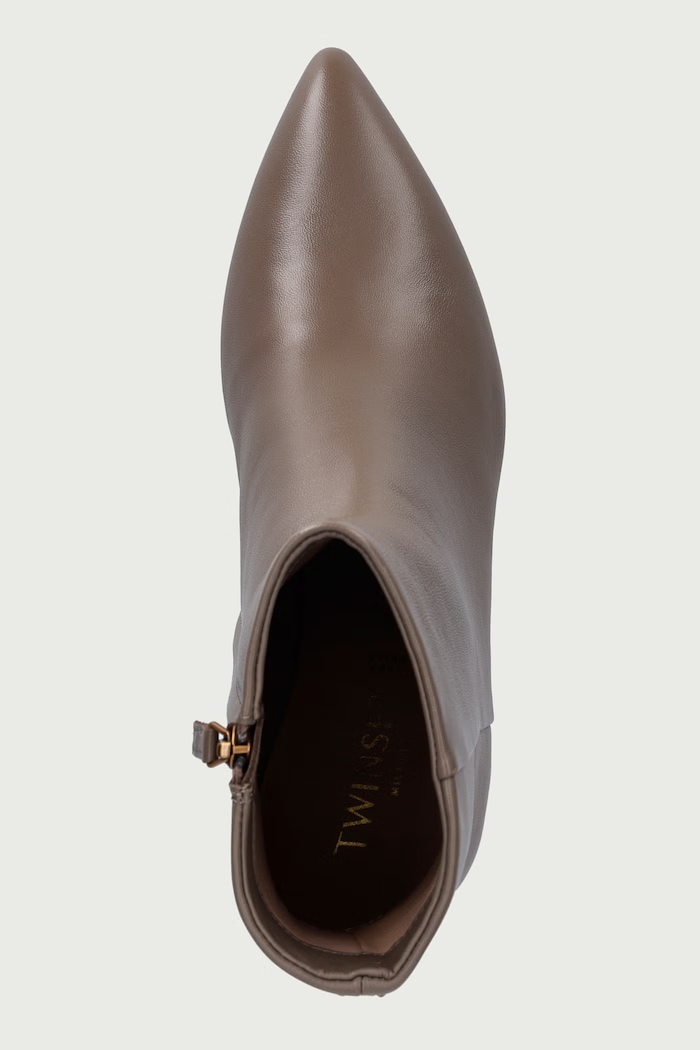 Členkové čižmy dámske kožené Twinset 262TGT056.00369 béžová