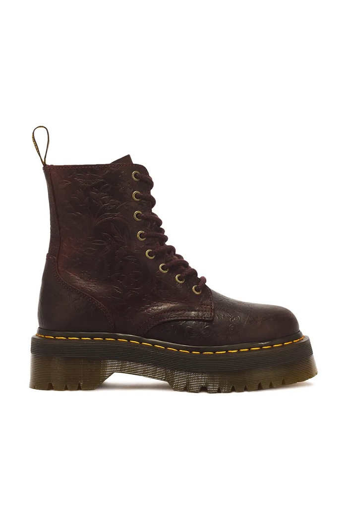 Dr. Martens Botki damskie skórzane Jadon Emboss Floral brązowy DM43558600